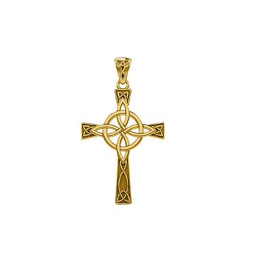 Celtic Cross with Four Point Knot Solid Gold Pendant GPD5811 - Jewelry